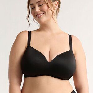 Share Joyspun Women's Plus Brushed Micro Wireless Bra, BLACK Size 40DD & 44D